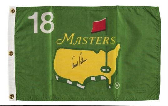 Rare 1994 Emerald Green Masters Flag Signed By Arnold Palmer